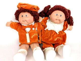 Vintage 1985 Xavier Roberts Cabbage Patch Dolls Twins Boy Girl Red Hair