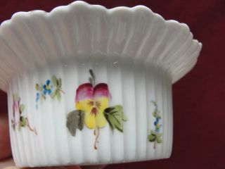 Three (3) Antique Dresden Flowers Porcelain Ramekins / Custard Cups