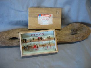 Vintage/antique Fishing Lures - Trylon Fly Assortment In Wooden Box - Display