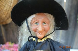 Adorable Vintage Halloween Witch Doll 14 " Rubber Face Cloth Body