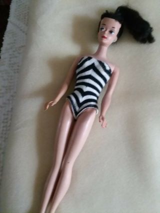 Vintage Barbie In Black And White Swim Suit Does Have Green Ears