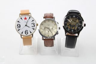 3 X Vintage Gents Wristwatches Hand - Wind Automatic Inc Sekelton Watch