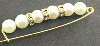 Antique 14kt Gold Diamonds and Pearls Pin Brooch Floating Diamonds 4
