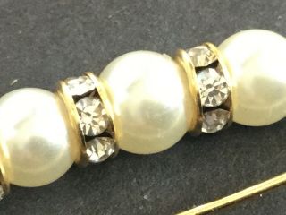Antique 14kt Gold Diamonds and Pearls Pin Brooch Floating Diamonds 5