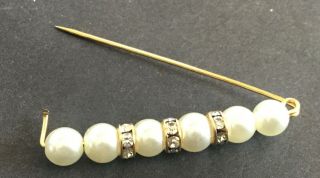 Antique 14kt Gold Diamonds and Pearls Pin Brooch Floating Diamonds 6