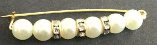 Antique 14kt Gold Diamonds and Pearls Pin Brooch Floating Diamonds 8
