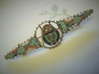 Antique Micro Mosaic Owl Brooch Pin