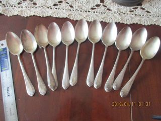 11 Vintage Lewis & Conger Silverplate Plate Inlaid Serving Spoons