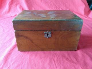 Vintage Or Antique Wooden Storage Box Work Box Desk Tidy Trinket Box
