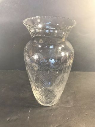 Antique French Hand Cut Crystal Vase,  Art Nouveau Period.  Circa 1925