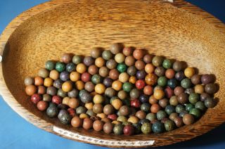 150 Antique German Handmade Clay Marbles Multi - Colors