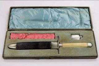 Ladies Dagger Knife Set 19th Century,  J.  Rodgers,  Tiffinay & Co.  Bottle,  Garter