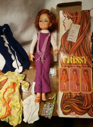 Vintage 1969 Crissy Doll With Growing Hair By Ideal Dress & Box & Extra