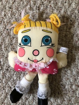 Vintage 1985 Pillow People Mini Blonde Girl Pigtails Plush Doll