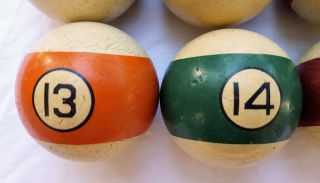 Antique Vintage Snooker Billiard Pool Ball Complete 16 Ball Set Circa 1930 Clay? 8