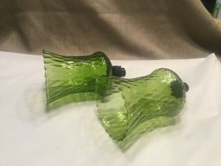 Set of 2=VTg Green GLASS PEG CANDLE VOTIVE CUP HOME INTERIOR Flared Honeycomb 2