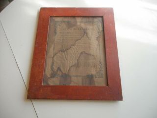 19th Century Wooden Picture Frame In Red Paint.