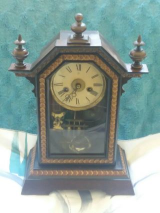 Antique 1880 Junghans Mantel Clock W/ Alarm