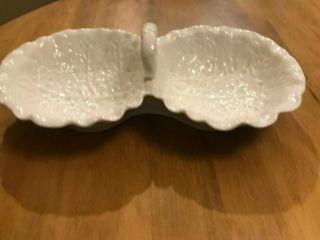 Antique Erphila China " Georgian Leaf " Ivory Divided Bowl - Made In Germany