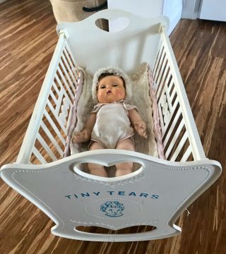 Vintage 1950’s American Character Tiny Tears Doll And Cradle.