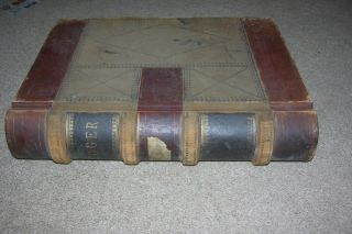 Huge Antique 19th Century Bank Ledger,  Great Covers & Handwriting