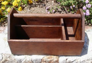 Vintage Wood Tool Box,  Crate,  Carpenter Tool Box,  Garden Caddy,  Primitive Decor
