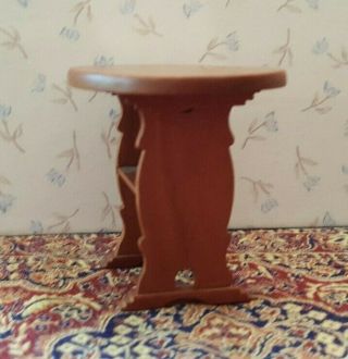 Dollhouse Miniature Vintage Wood Oval Table Artisan Made,  Signed