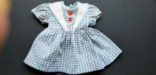 Vintage 1950,  S Factoryblue And White Doll Dress With Red Buttons Fits 18 " Doll