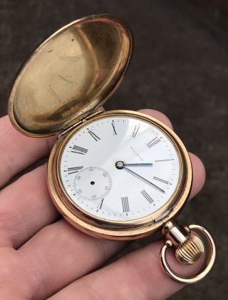 A Gents Antique 14ct Gold/filled Waltham Full Hunter Pocket Watch,  C1902.  Spares