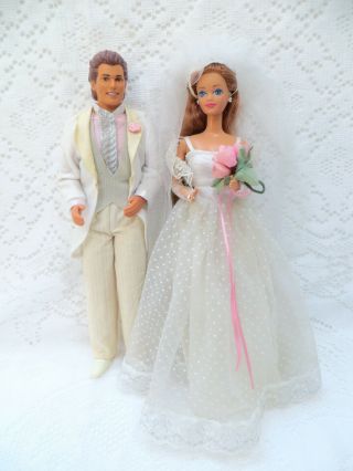 Vintage Barbie Wedding Day Midge Alan Allen Groom Doll Mattel 1990 Set Red Hair