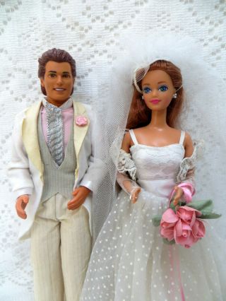 Vintage Barbie Wedding Day Midge Alan Allen Groom Doll Mattel 1990 Set Red Hair 2