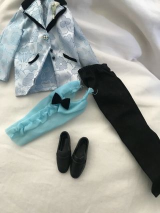 Vintage Ken Doll Baby Blue Tuxedo 7836 Groom Outfit Black Shoes Pants