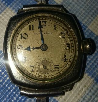 Vintage WW1 15 j.  Longines Trench Watch 14k Gold Filled Cushion Case (RUNNING) 5