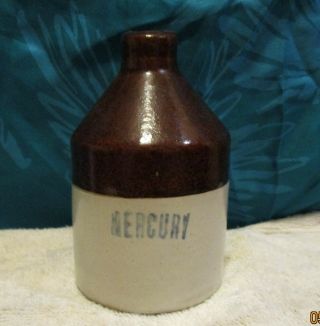 Vintage Mercury Stoneware Crock Jar Medical Pharmacy 5 " Pottery Bottle Mistake