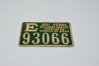 Vintage Antique Hunting License Pennsylvania 1941 Green White