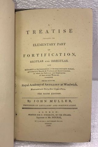 Antique 1807 Treatise Containing The Elementary Part Of Fortification 34 Plates
