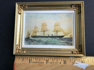 Vintage Dollhouse Framed Naval Print - “H.  M.  STEAM FRIGATE WARRIOR” 1:12 6