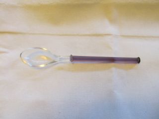 (1) 6.  25 " C19th Antique Bohemian Czech Crystal Purple Bicolor Art Glass Spoon