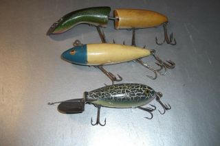 3 Wood Heddon Lures Including Go - Deeper Crab,  210 Surface & Game Fisher