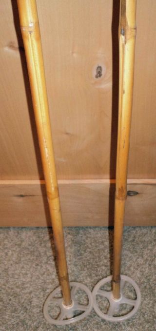 Vintage Bamboo nordic cc 52 inch 130 cm Ski Poles leather adjustable straps VGUC 3