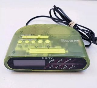 1998 Sony Dream Machine Clock - Icf - C295 Vintage Am/fm Radio - Lime Green