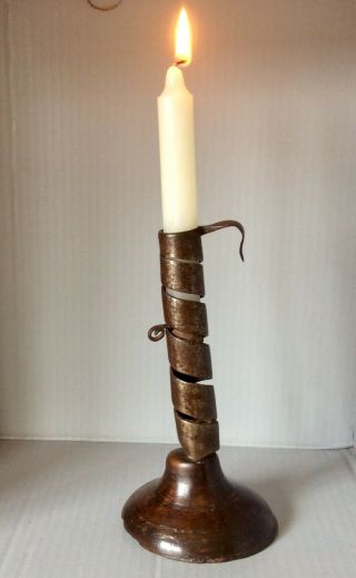 19th Century Pigtail Candlestick With Candle Height Adjuster