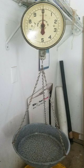 Vintage Penn Hanging 20lb.  Produce Scale W/ Pan & Optional Poultry Cone.