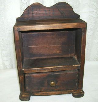 Miniature Antique Primitive Accent Table Top Chest With Drawer