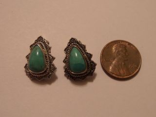 Vintage Barse Turquoise Sterling Silver Clip On Earrings