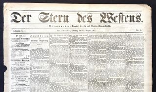 1867 Belleville Il Illinois St Clair County Stern Des Westen German Newspaper