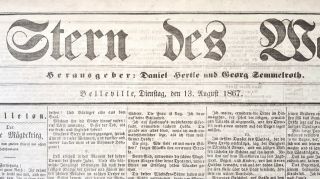 1867 BELLEVILLE IL ILLINOIS St Clair County STERN DES WESTEN German Newspaper 2