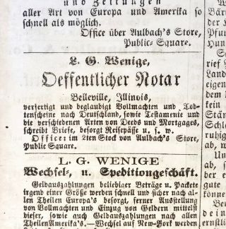 1867 BELLEVILLE IL ILLINOIS St Clair County STERN DES WESTEN German Newspaper 3