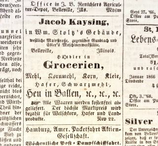 1867 BELLEVILLE IL ILLINOIS St Clair County STERN DES WESTEN German Newspaper 6