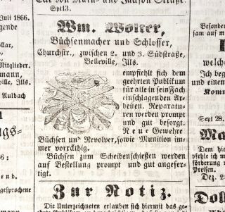 1867 BELLEVILLE IL ILLINOIS St Clair County STERN DES WESTEN German Newspaper 7
